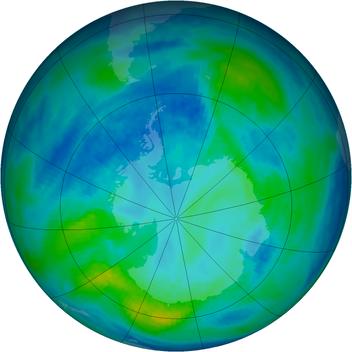 Antarctic ozone map for 17 April 1993